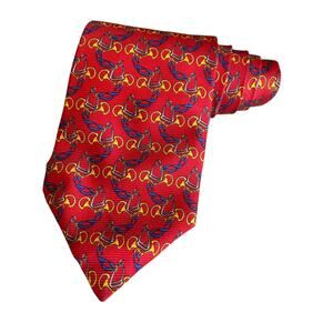 Henri Christian Paris Snaffle bit Equestrian Silk Tie Red
